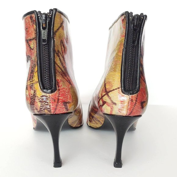 Patent stiletto graffiti print ankle boots - Picture 6 of 16